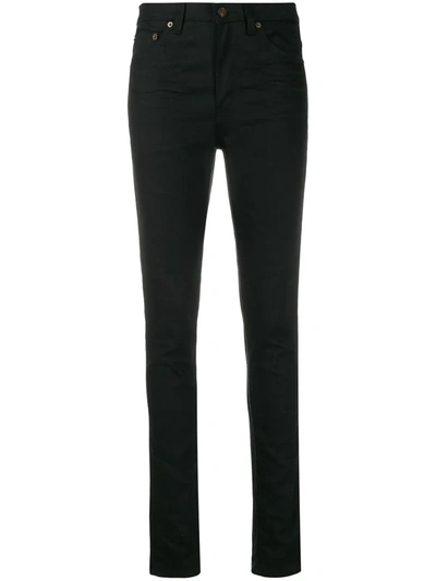 SAINT LAURENT MID-RISE SKINNY DENIM JEANS - 黑色