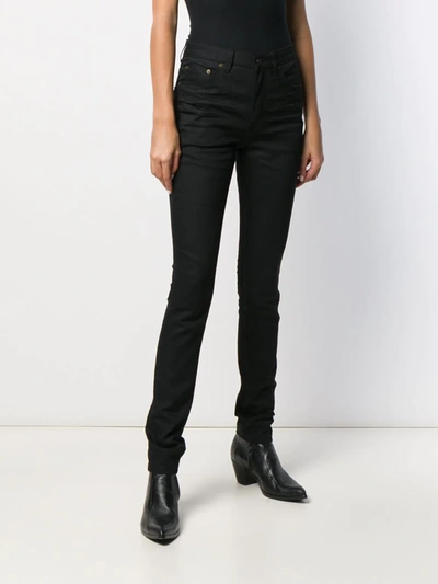 SAINT LAURENT MID-RISE SKINNY DENIM JEANS - 黑色