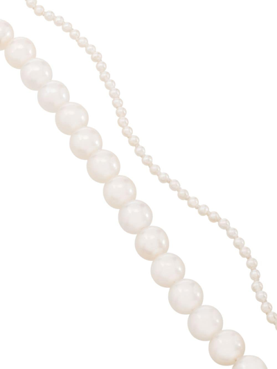 Shop Sophie Bille Brahe 14kt Gold Layered Pearl Necklace In White