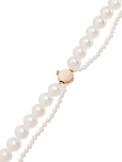 Shop Sophie Bille Brahe 14kt Gold Layered Pearl Necklace In White