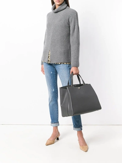 Shop Valextra Large Brera Tote Bag In Grey