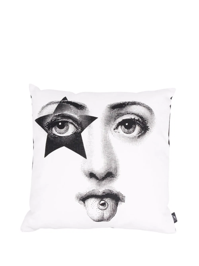 Fornasetti Star Face Print Cushion In Black