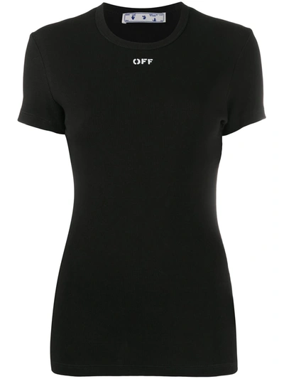 Shop Off-white Logo Print Slim-fit T-shirt In Black