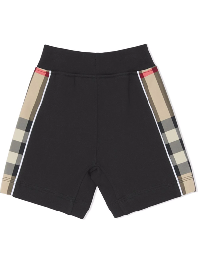 Shop Burberry Vintage Check-panel Cotton Shorts In Black