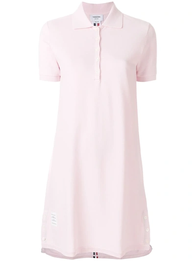 Shop Thom Browne Rwb Stripe Piqué Polo Dress In Pink
