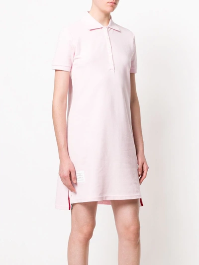 Shop Thom Browne Rwb Stripe Piqué Polo Dress In Pink