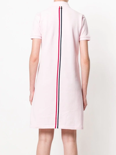 Shop Thom Browne Rwb Stripe Piqué Polo Dress In Pink