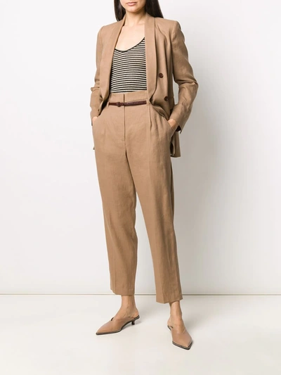Shop Brunello Cucinelli Belted Cropped Trousers In Neutrals