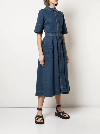 Shop Co Belted Denim Dress In Blue