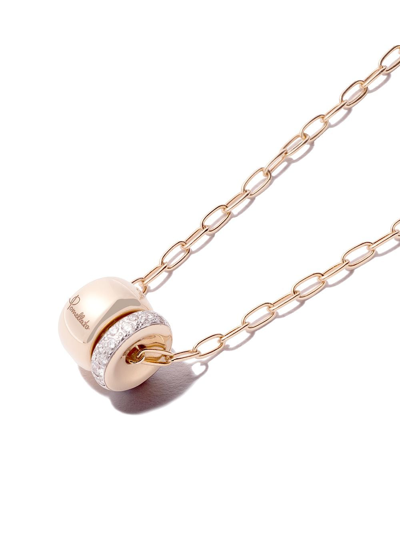 Shop Pomellato 18kt Rose Gold Iconica Double Ring Diamond Pendant Necklace