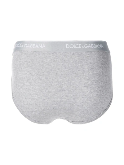 Shop Dolce & Gabbana Logo-waistband Boxer Briefs (pack Of Two) In Grey