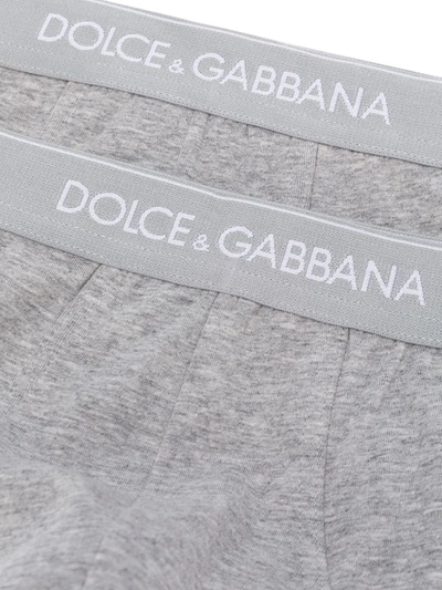 Shop Dolce & Gabbana Logo-waistband Boxer Briefs (pack Of Two) In Grey