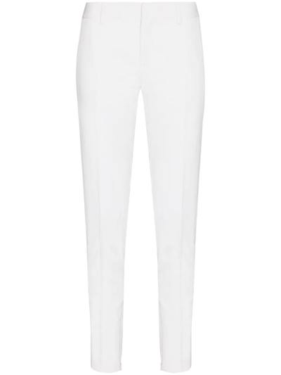Saint Laurent Pleated Front Slim-fit Trousers In Nude