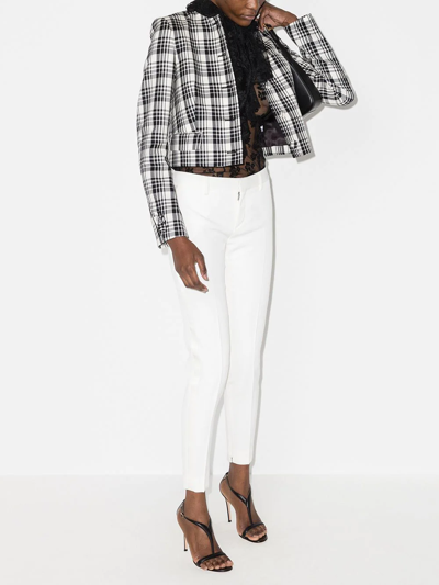 Saint Laurent Pleated Front Slim-fit Trousers In Nude