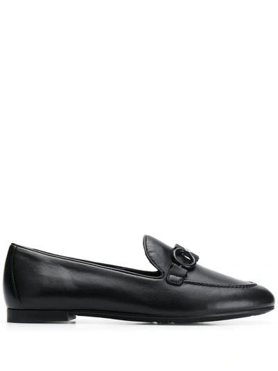 Shop Ferragamo Loafers With Buckle Detail In Black