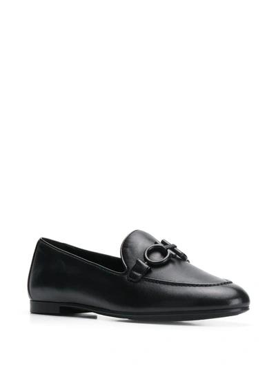 Ferragamo Lesley Bow-embellished Leather Loafers In Black