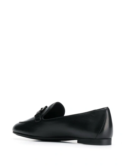 Ferragamo Lesley Bow-embellished Leather Loafers In Black