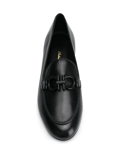 Ferragamo Lesley Bow-embellished Leather Loafers In Black