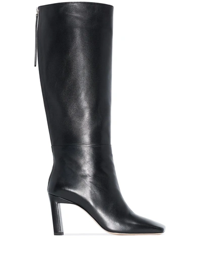 BLACK ISA 85 KNEE-HIGH LEATHER BOOTS