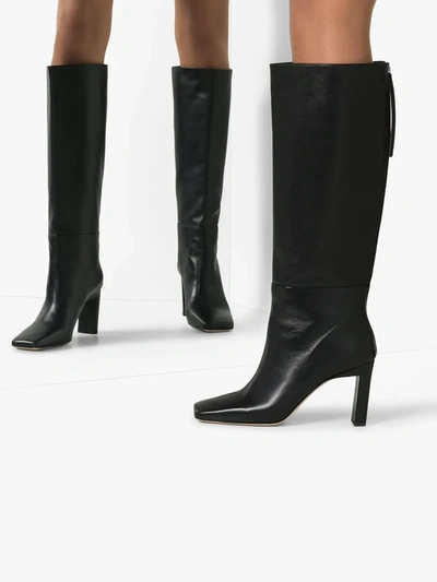 BLACK ISA 85 KNEE-HIGH LEATHER BOOTS