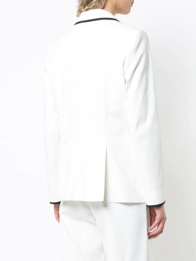 Shop Sara Battaglia Contrast-trim Fitted Blazer In White