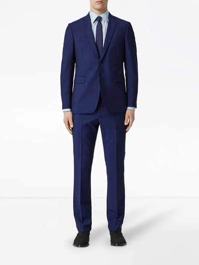 Shop Burberry Slim Fit Wool Mohair Suit In Blue