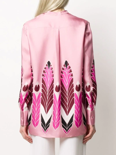Shop Valentino Feather-print Blouse In Pink
