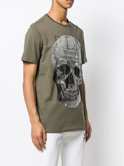 Shop Philipp Plein Platinum Skull T-shirt In Green