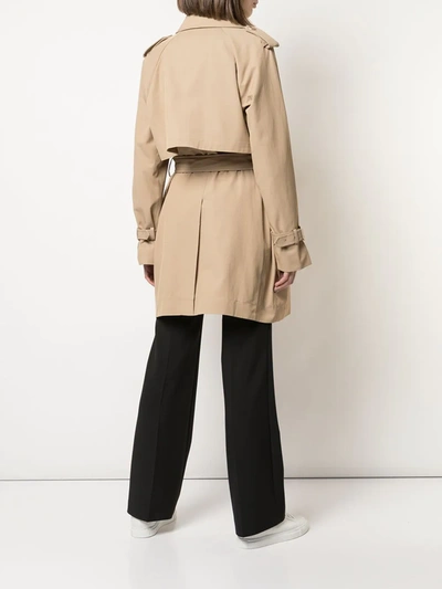 Shop Co Double-breasted Trench At In Neutrals