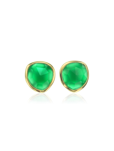 Shop Monica Vinader Siren Stud Green Onyx Earrings In Gold