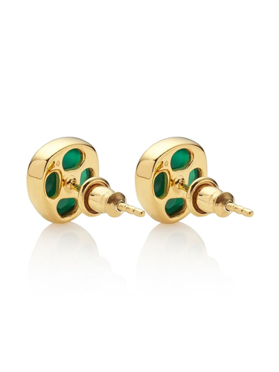 Shop Monica Vinader Siren Stud Green Onyx Earrings In Gold