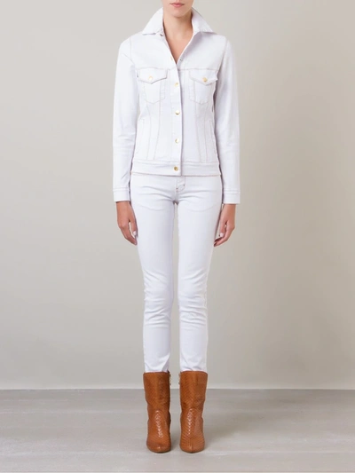 Shop Amapô Slim Denim Jacket In White