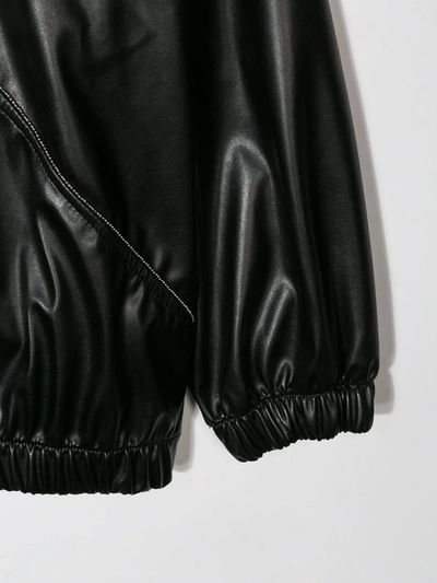 Shop Andorine Leather Look Sweatshirt In Black