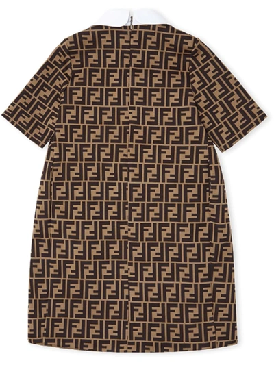 Shop Fendi Ff Logo Motif Dress In Brown