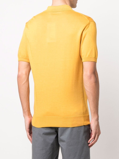 Shop Orlebar Brown Burnham Knitted Polo Shirt In Gelb