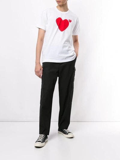 Shop Comme Des Garçons Play Heart Print Logo T-shirt In White