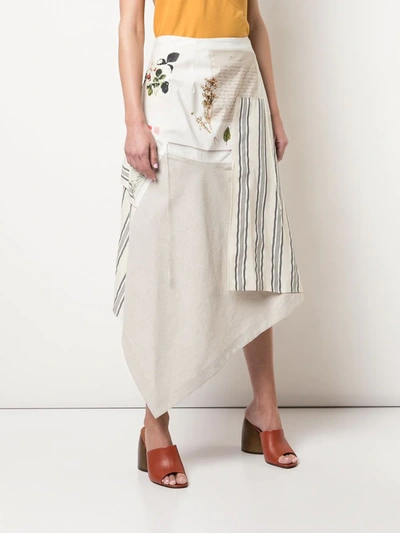 Shop Monse Patchwork Asymmetric Skirt In Neutrals