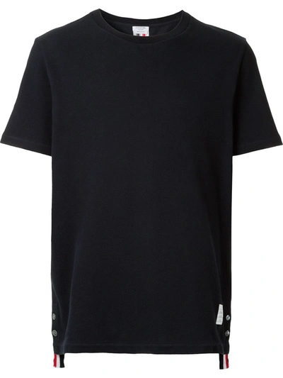 Shop Thom Browne Stripe-detail Cotton T-shirt In Blue