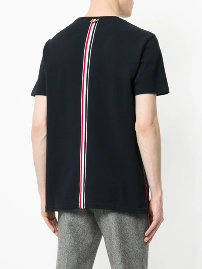 Shop Thom Browne Rwb Stripe Piqué T-shirt In Blue