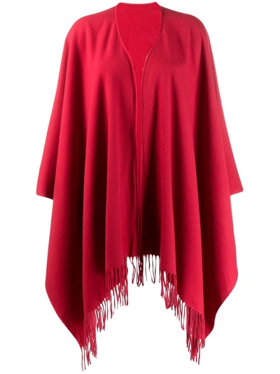 Pre-owned Moschino 1990s Fringed Poncho In Red