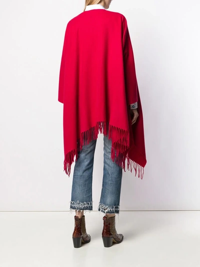 Pre-owned Moschino 1990s Fringed Poncho In Red