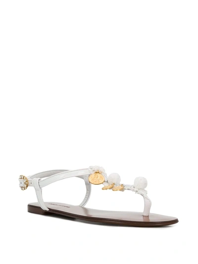 Shop Dolce & Gabbana Coin Embellished Sandals In White