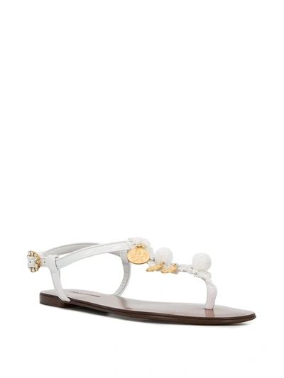 Dolce & Gabbana Coin Embellished Sandals In White