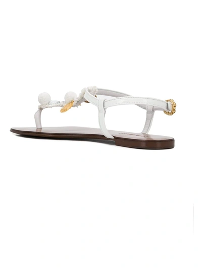 Dolce & Gabbana Coin Embellished Sandals In White