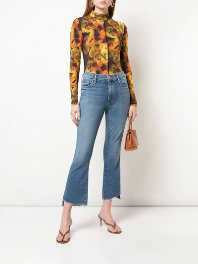 Shop Mother Mid-rise Cropped Jeans In Blue
