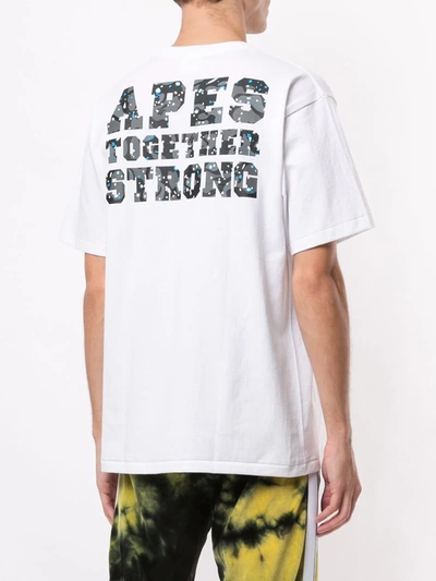 Shop Bape Space Camo College Printed T-shirt In White