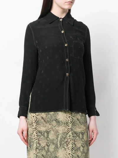 Pre-owned Ferragamo 1970's Jacquard Detail Shirt In Black