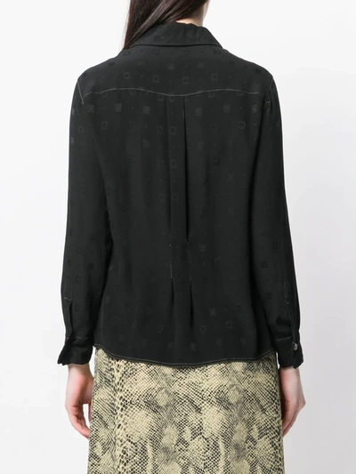 Pre-owned Ferragamo 1970's Jacquard Detail Shirt In Black