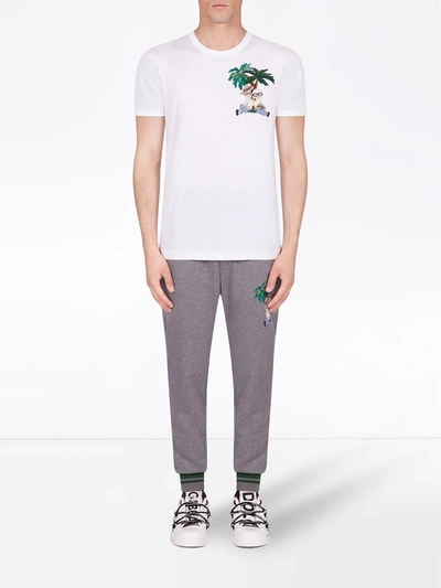 Shop Dolce & Gabbana Jungle Explorer-embroidered T-shirt In White