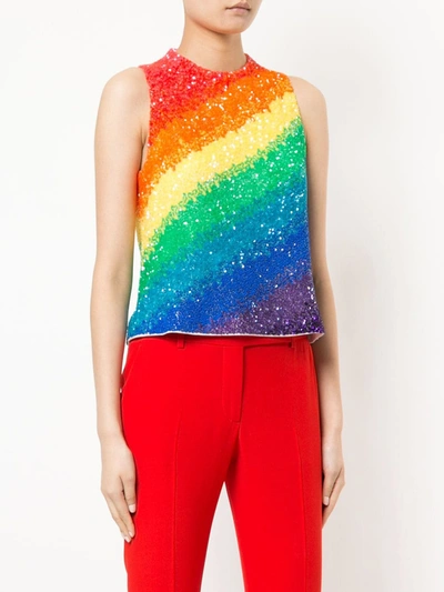 Shop Manish Arora Rainbow Striped Tank Top In Multicolour